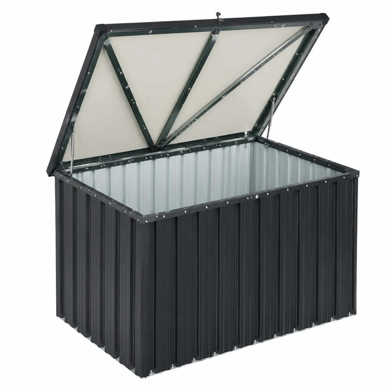 Coffre de rangement extérieur en métal noir 172x100x89 cm