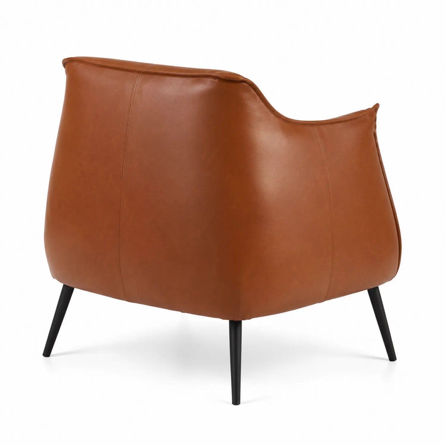 Fauteuil en Cuir Synthétique Marron avec Pieds Métalliques