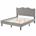 Lit double en tissu avec tête de lit rembourrée