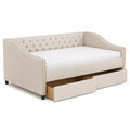Lit banquette en polyester avec tiroirs de rangement en bois