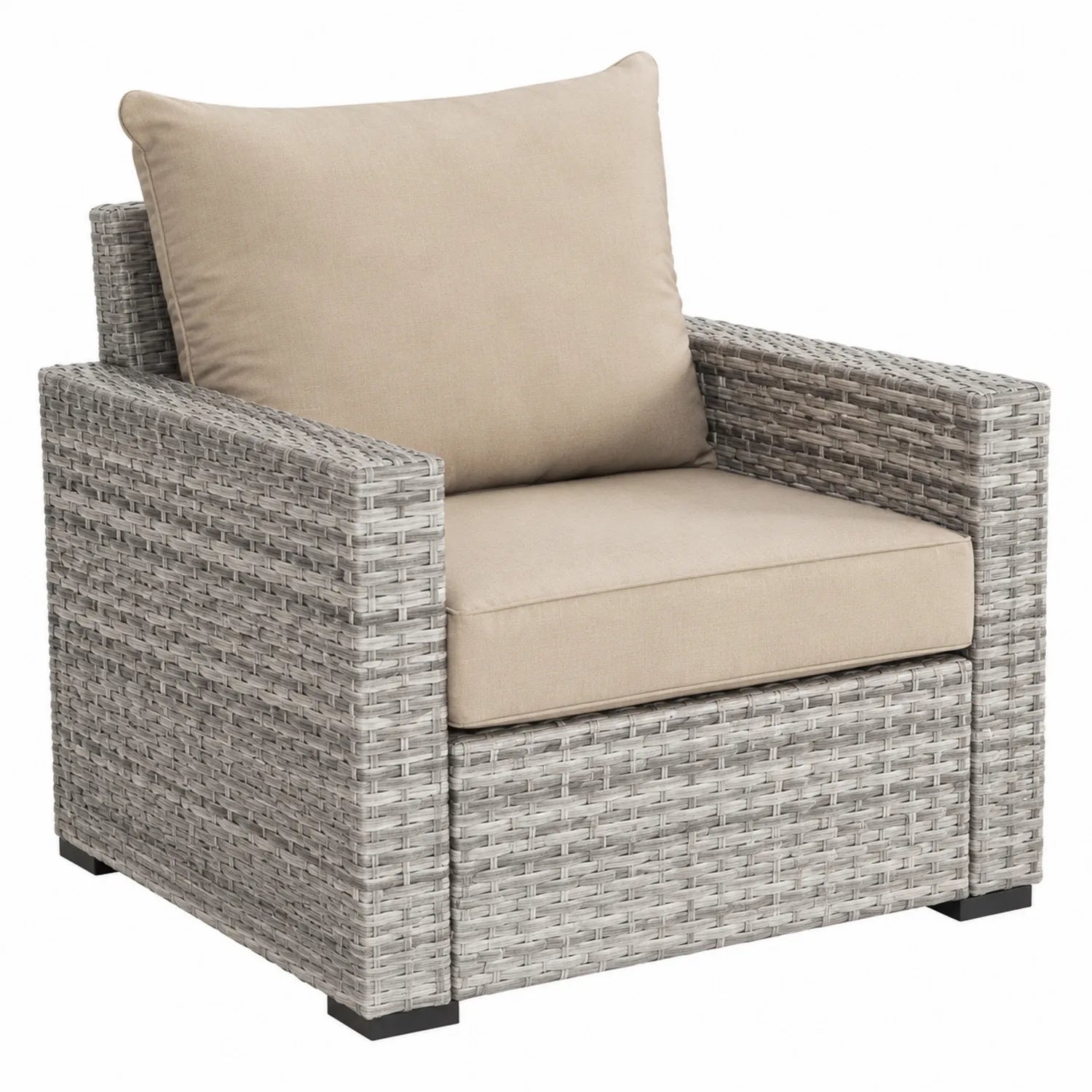 Fauteuil en résine tressée avec coussins amovibles