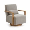 Fauteuil pivotant en tissu gris et bois