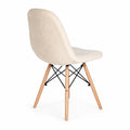 Chaise en tissu bouclé beige avec pieds en hêtre