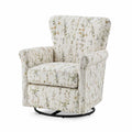 Fauteuil pivotant en polyester blanc à motif floral