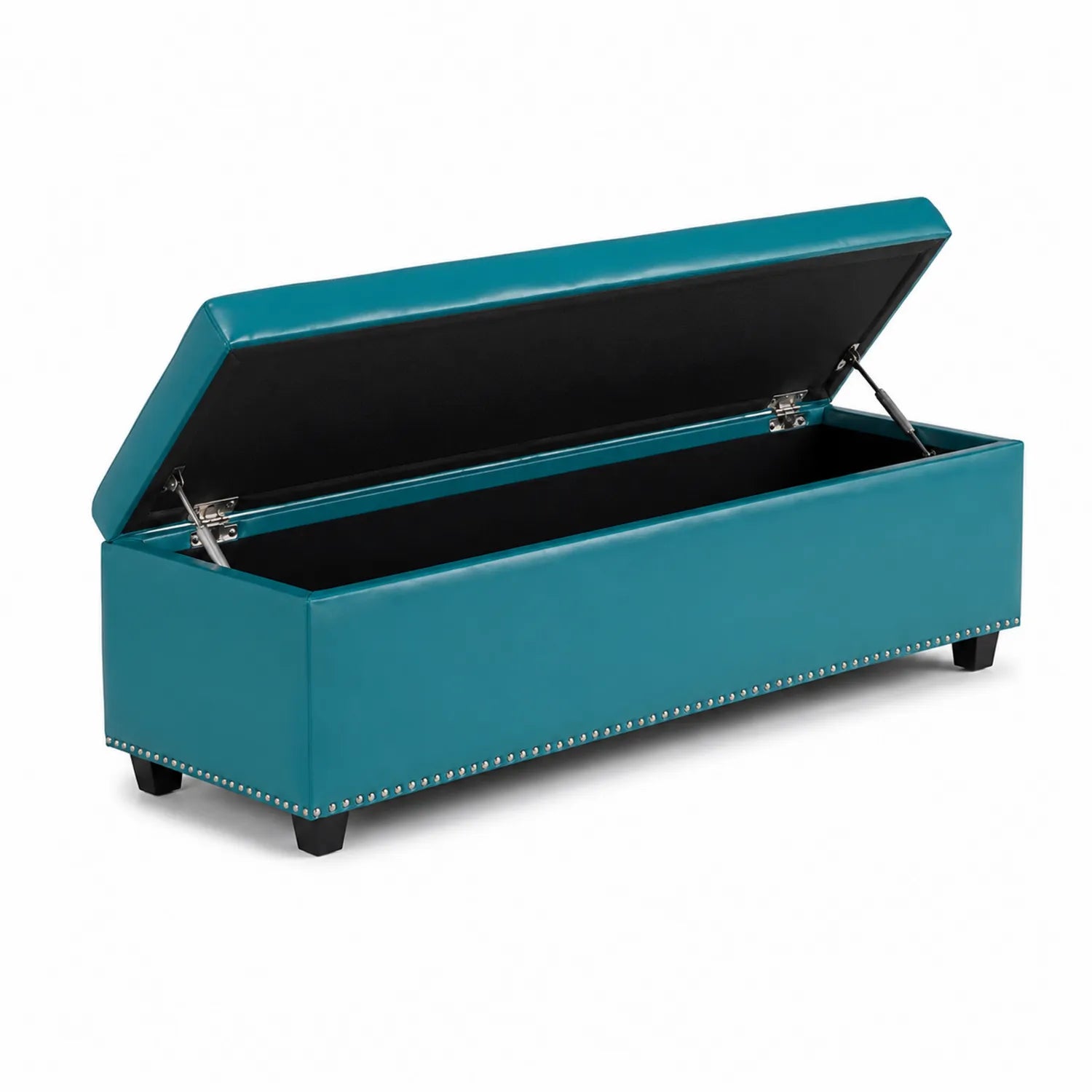 Banc Coffre de Rangement en Similicuir Bleu 120x40x45cm