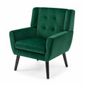 Fauteuil en velours vert avec pieds en bois