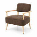 Fauteuil en Tissu Marron avec Pieds en Bois