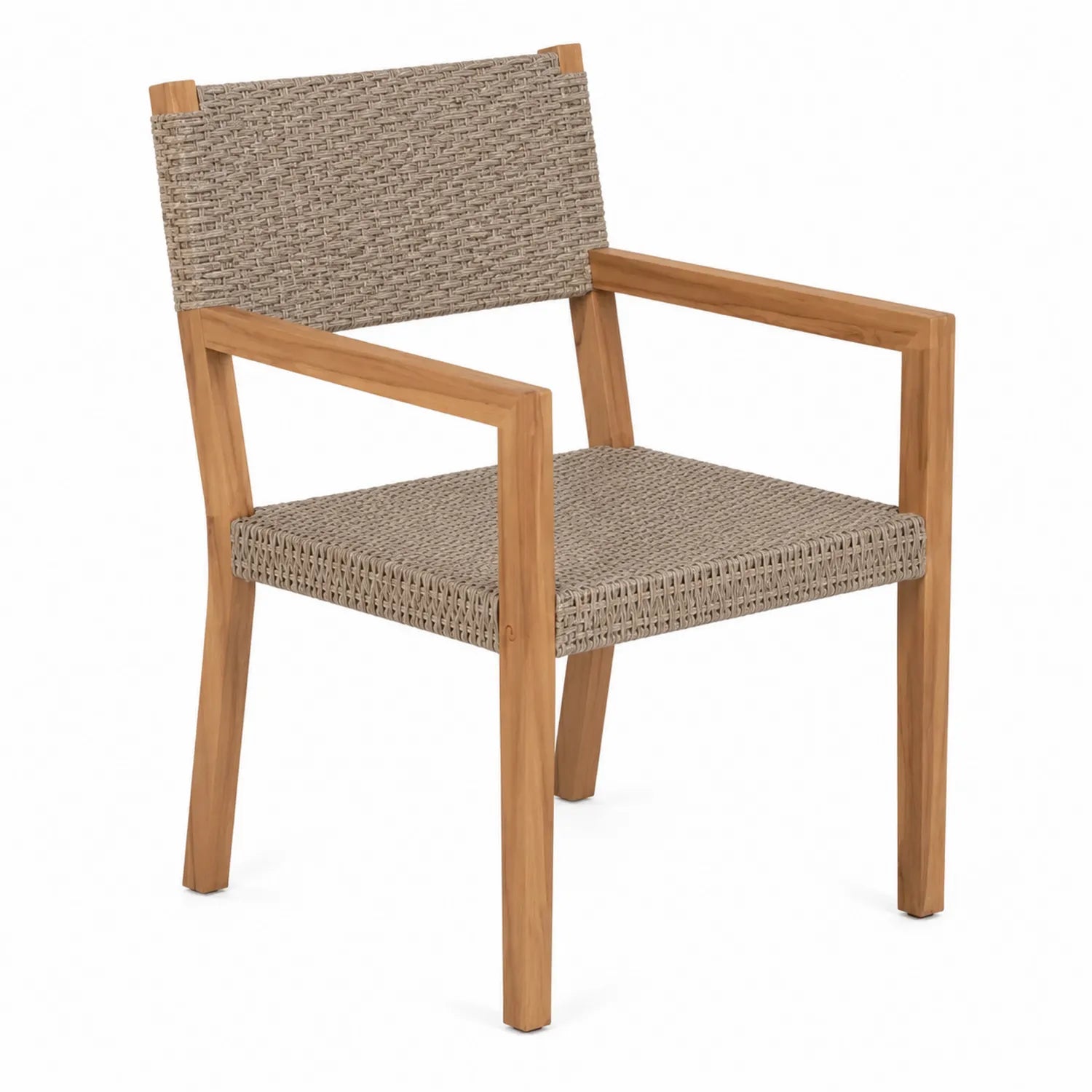 Chaise en teck et rotin synthétique