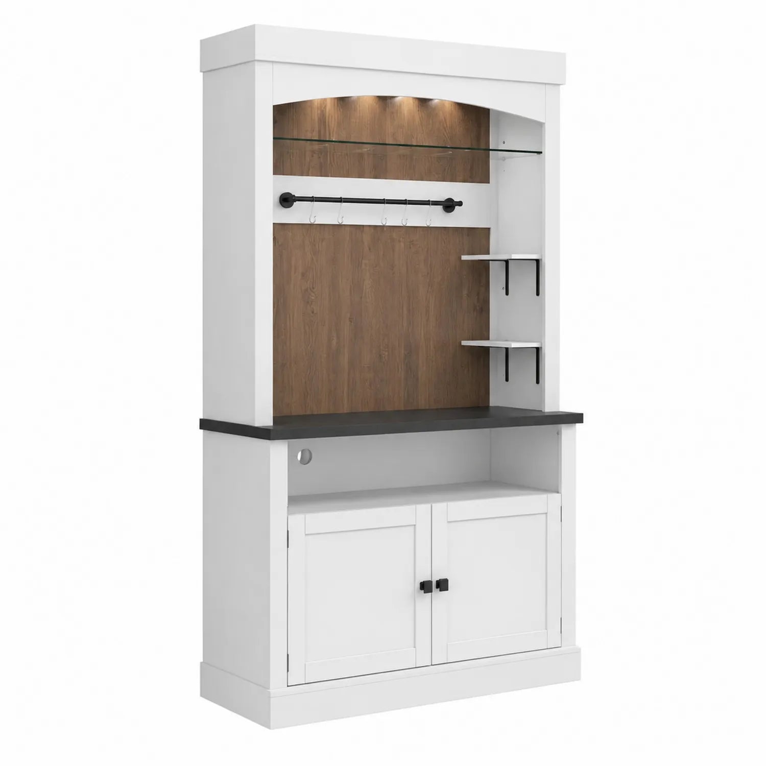 Meuble de Cuisine en Bois avec Étagères en Verre